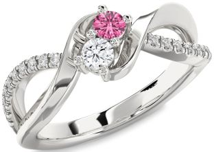 Diamond Silver Round Two Stone Promise Ring