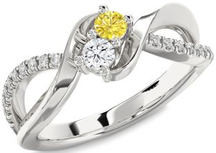 Diamond Silver Round Two Stone Promise Ring