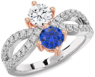 Diamond White Rose Gold Round Two Stone Promise Ring