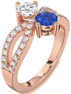 Diamond Rose Gold Round Two Stone Promise Ring