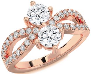 Diamond Rose Gold Round Two Stone Ring