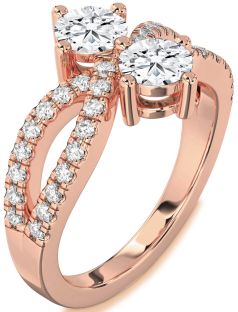 Diamond Rose Gold Round Two Stone Ring