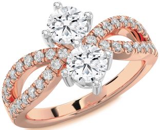 Diamond White Rose Gold Round Two Stone Ring