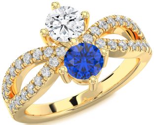 Diamond Gold Silver Round Two Stone Promise Ring
