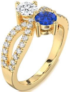 Diamond Gold Round Two Stone Promise Ring