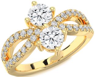 Diamond Gold Round Two Stone Ring