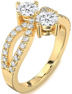 Diamond Gold Round Two Stone Ring