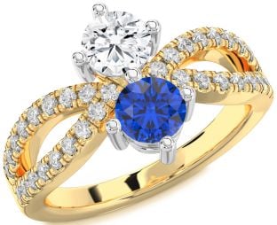 Diamond Platinum & Yellow Gold Round Two Stone Promise Ring