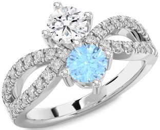 Diamond Silver Round Two Stone Promise Ring