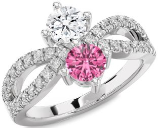 Diamond Silver Round Two Stone Promise Ring