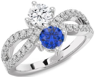 Diamond Platinum Round Two Stone Promise Ring