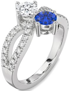 Diamond Platinum Round Two Stone Promise Ring