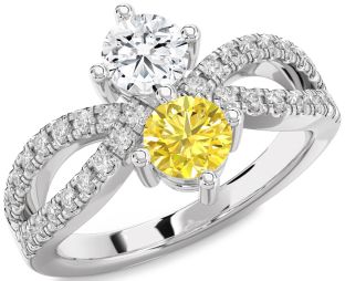 Diamond Silver Round Two Stone Promise Ring
