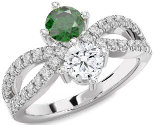 Diamond Platinum Round Two Stone Promise Ring