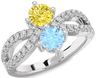 Diamond Silver Round Two Stone Promise Ring