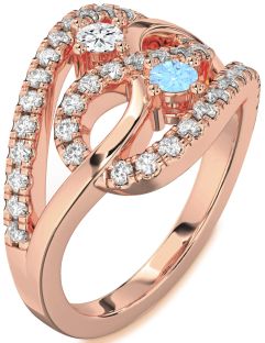 Diamond Rose Gold Infinity Round Two Stone Promise Ring