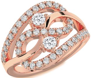 Diamond Rose Gold Infinity Round Two Stone Ring