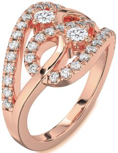 Diamond Rose Gold Infinity Round Two Stone Ring