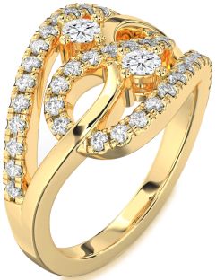 Diamond Gold Infinity Round Two Stone Ring