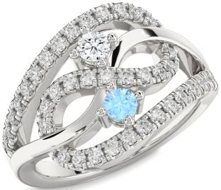 Diamond Platinum Infinity Round Two Stone Promise Ring