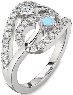 Diamond Platinum Infinity Round Two Stone Promise Ring