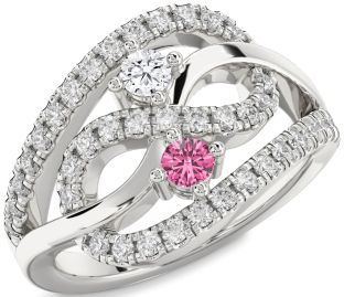 Diamond Silver Infinity Round Two Stone Promise Ring