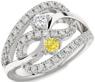 Diamond Silver Infinity Round Two Stone Promise Ring