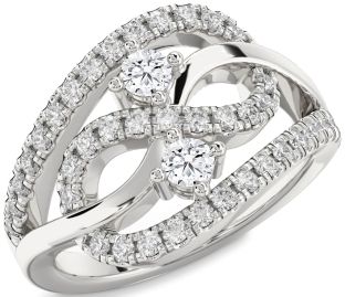 Diamond White Gold Infinity Round Two Stone Ring