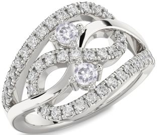 Salt & Pepper Diamond Silver Infinity Round Two Stone Ring