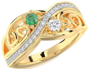 Diamond Gold Heart Two Stone Promise Ring