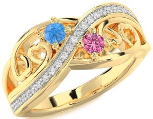 Diamond Gold Heart Two Stone Promise Ring