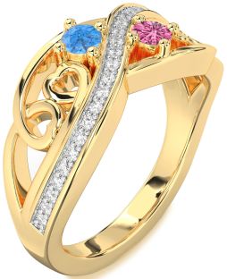 Diamond Gold Heart Two Stone Promise Ring