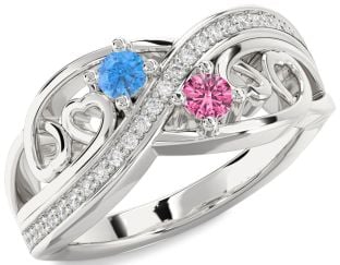 Diamond Platinum Heart Two Stone Promise Ring