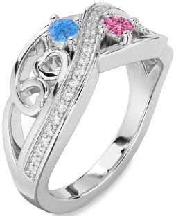 Diamond Platinum Heart Two Stone Promise Ring