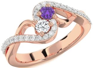 Diamond Rose Gold Round Two Stone Promise Ring