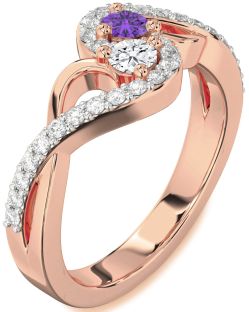 Diamond Rose Gold Round Two Stone Promise Ring
