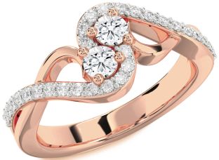 Diamond Rose Gold Round Two Stone Ring