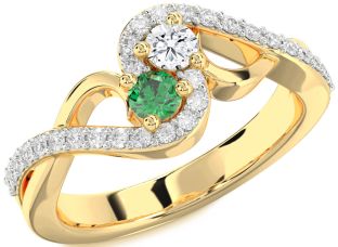 Diamond Gold Silver Round Two Stone Promise Ring