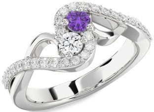 Diamond Platinum Round Two Stone Promise Ring