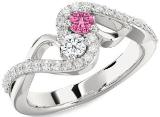 Diamond Silver Round Two Stone Promise Ring