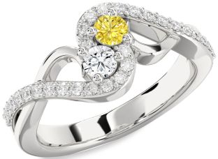 Diamond Silver Round Two Stone Promise Ring