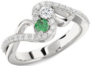 Diamond Silver Round Two Stone Promise Ring