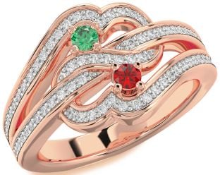 Diamond Rose Gold Round Two Stone Pave Promise Ring