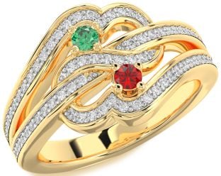 Diamond Gold Round Two Stone Pave Promise Ring