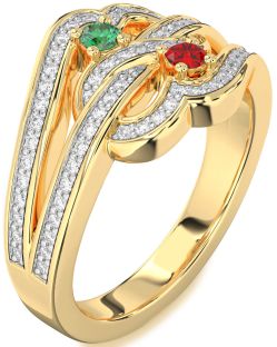 Diamond Gold Round Two Stone Pave Promise Ring