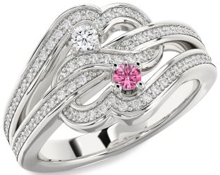 Diamond Silver Round Two Stone Pave Promise Ring