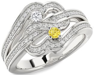 Diamond Silver Round Two Stone Pave Promise Ring