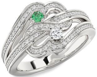 Diamond Silver Round Two Stone Pave Promise Ring