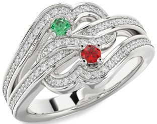 Diamond Platinum Round Two Stone Pave Promise Ring