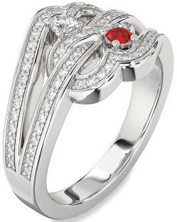 Diamond Platinum Round Two Stone Pave Promise Ring